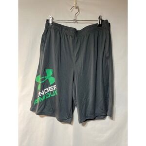 Under Armour Youth Athletic Shorts Gray Green Logo Size XL